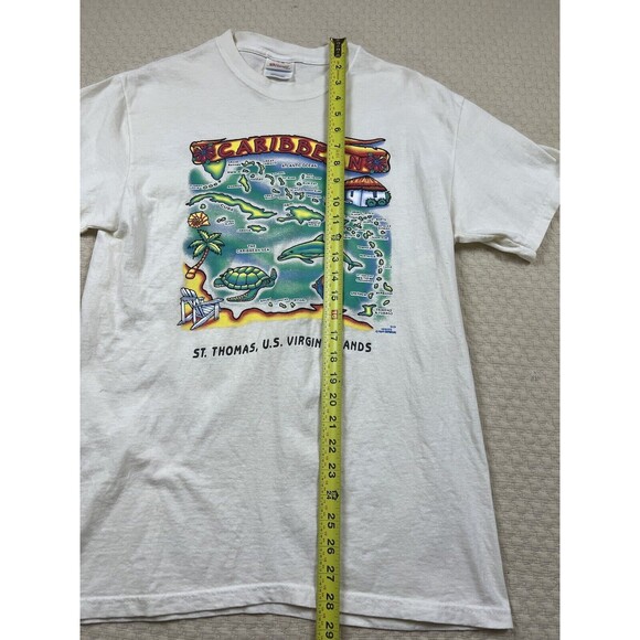 Caribbean St. Thomas Tee Hanes Shirt Adult Medium M‎ White Short Sleeve Mens - Picture 7 of 9